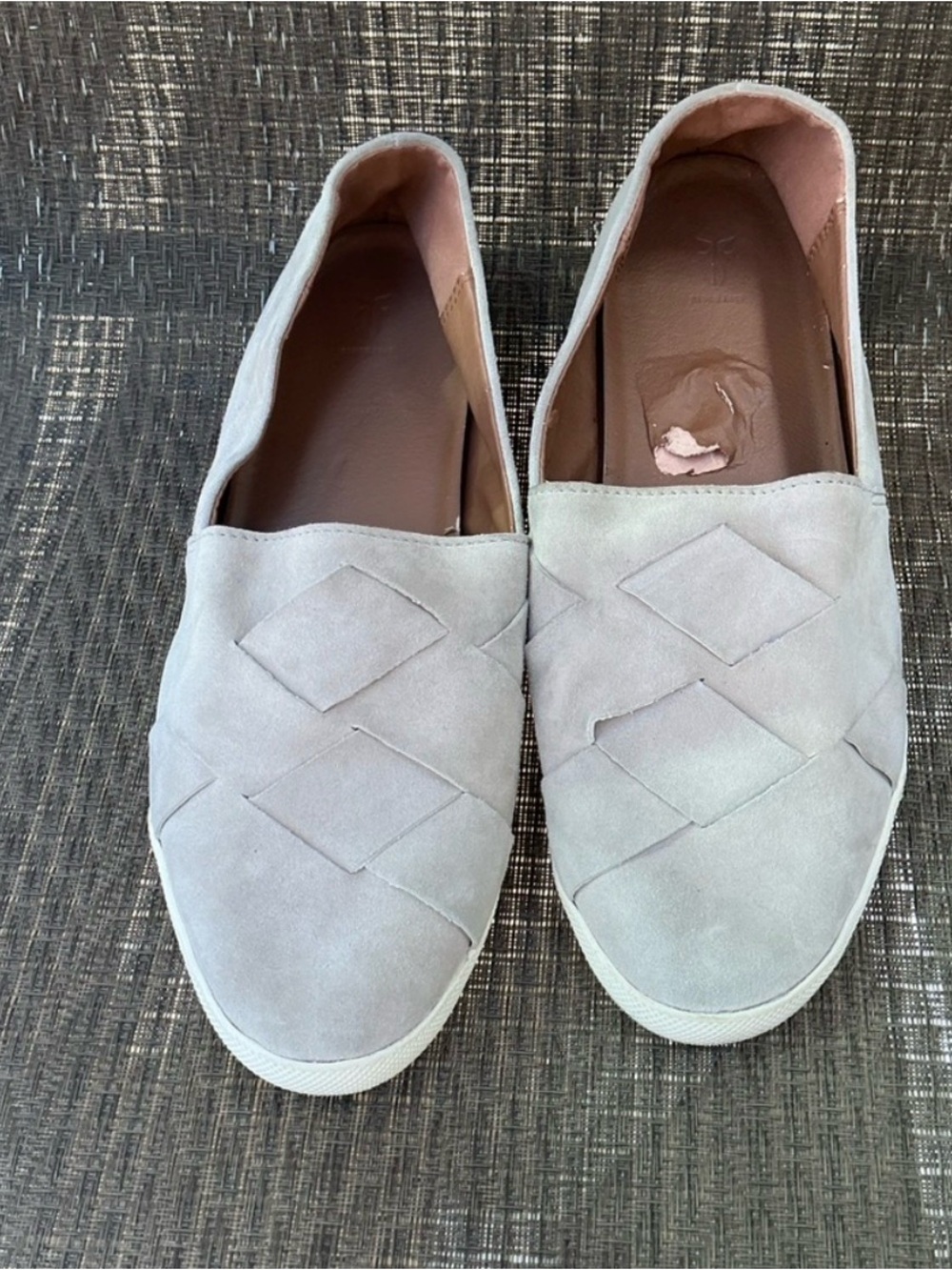 Frye Gray Suede Woven LIZ Flat Slip-On Shoes